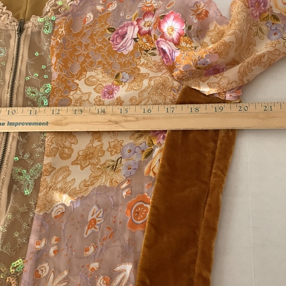 Vintage Mechant Silk/Rayon Zip Front Jacket , lace sequins, floral all in one,S - Picture 6 of 7